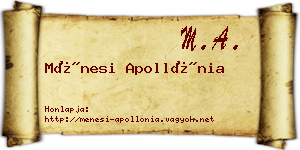 Ménesi Apollónia névjegykártya